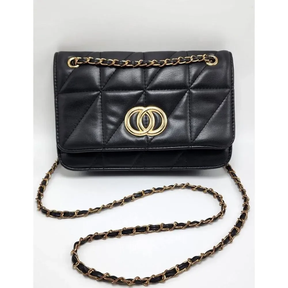 BAM FOREVER Leather Clutch Purse Black Magnetic Snap Quilted Leather Purse Small